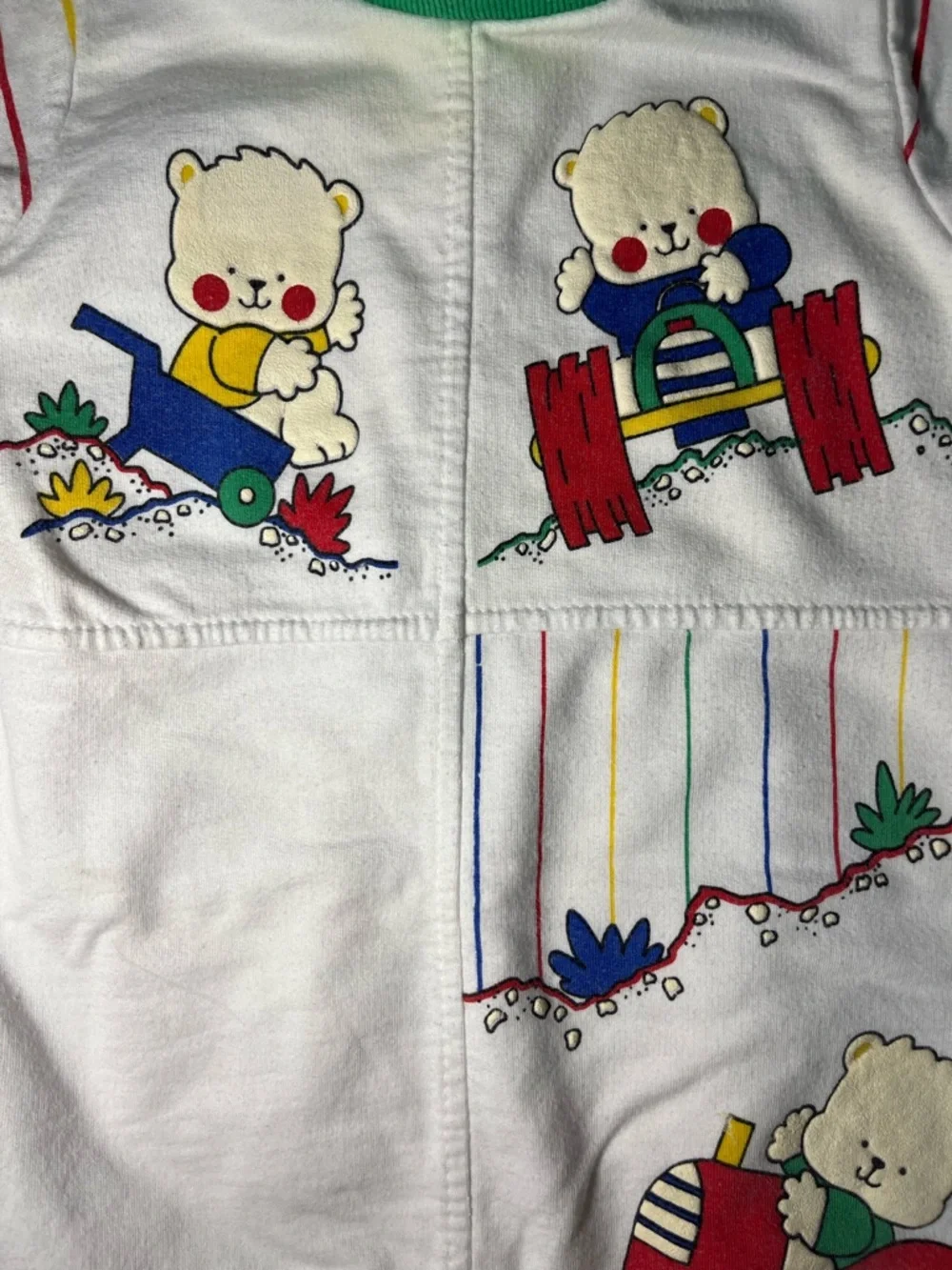 Vintage Baby 0-3M Teddy Bear Colorblock Romper Bright‎ Future Outfit